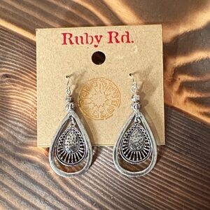 Ruby Rd. Intricate Silver Teardrop Earrings